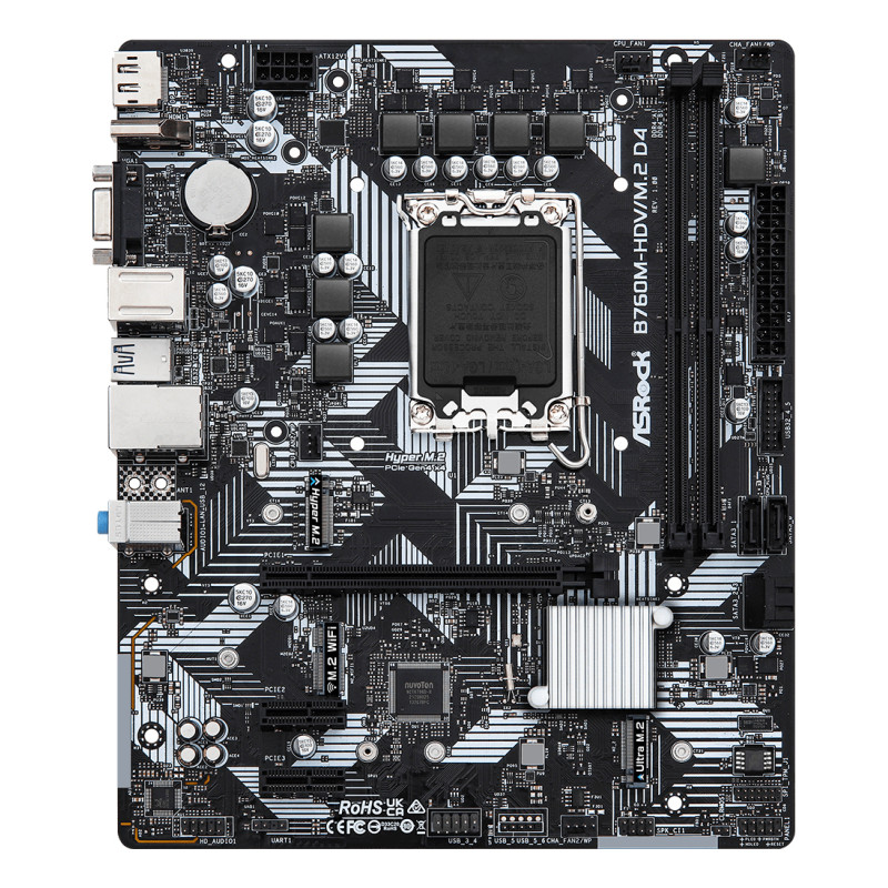 Asrock 90-MXBL40-A0UAYZ B760M-HDV/M.2 D4, Intel, LGA 1700, Intel® Core™ i3, Intel® Core™ i5, Intel® Core™ i7, Intel®