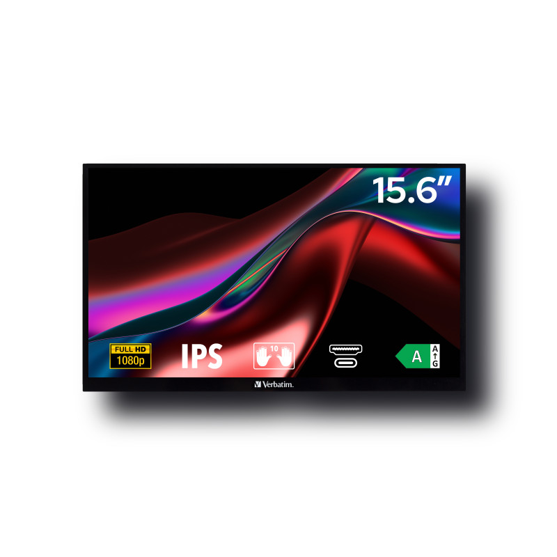 Verbatim 49592 49592, 39,6 cm (15.6"), 1920 x 1080 Pixeles, Full HD, LCD, 6 ms, Negro
