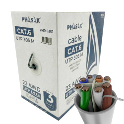 Phasak PHR 6301 Bobina de Cable de Red Cat.6 UTP LSZH Sólido AWG23 CCA 305M - PHR 6301, 305 m, Cat6, U/UTP (UTP), Gris