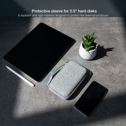 TooQ TQBC-E2503G Estuche Protector para Caja Externa de 2.5”, Gris, Funda, Gris, 2.5", Resistente a los golpes, Resistente a 2