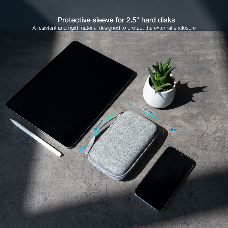 TooQ TQBC-E2503G Estuche Protector para Caja Externa de 2.5”, Gris, Funda, Gris, 2.5", Resistente a los golpes, Resistente a