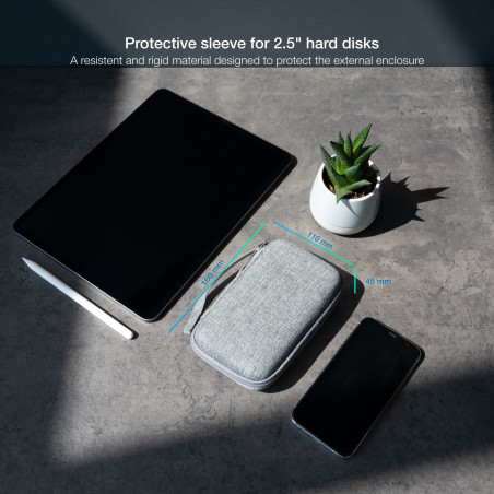 TooQ TQBC-E2503G Estuche Protector para Caja Externa de 2.5”, Gris, Funda, Gris, 2.5", Resistente a los golpes, Resistente a