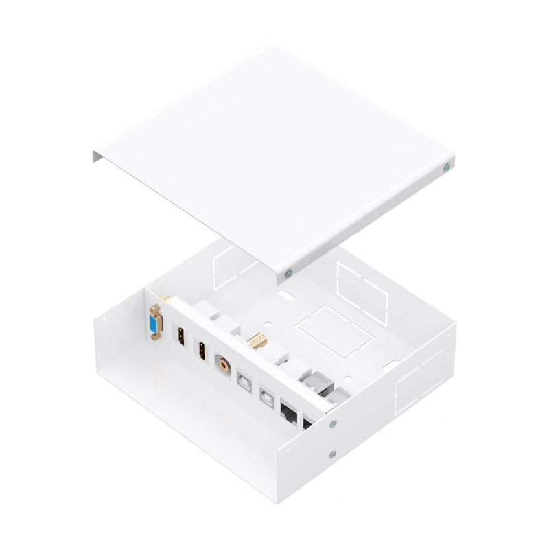 AISENS A127-1031 Caja de Conexiones VGA+Jack 3.5+2xHDMI+2xUSB-B+2xRJ45 Cat.6A STP, Blanco, STP, 6a, USB 2.0, Blanco, Acero,