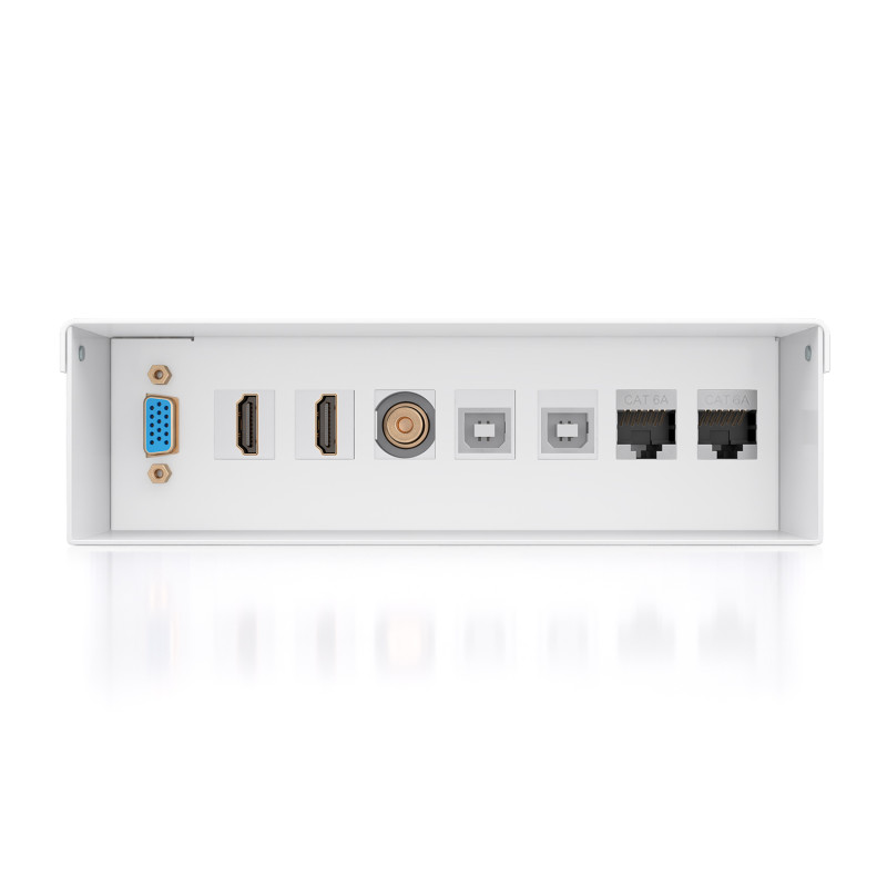 AISENS A127-1031 Caja de Conexiones VGA+Jack 3.5+2xHDMI+2xUSB-B+2xRJ45 Cat.6A STP, Blanco, STP, 6a, USB 2.0, Blanco, Acero,