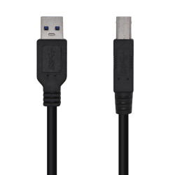 AISENS A105-0445 Cable USB 3.0 Impresora Tipo A/M-B/M, Negro, 3.0m, 3 m, USB A, USB B, USB 3.2 Gen 1 (3.1 Gen 1), 5 Gbit/s,