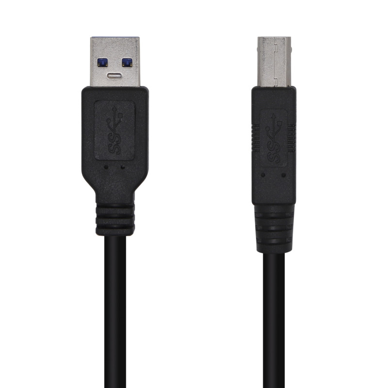 AISENS A105-0445 Cable USB 3.0 Impresora Tipo A/M-B/M, Negro, 3.0m, 3 m, USB A, USB B, USB 3.2 Gen 1 (3.1 Gen 1), 5 Gbit/s,