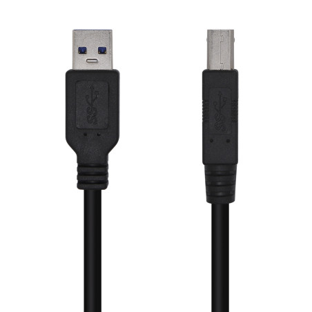 AISENS A105-0445 Cable USB 3.0 Impresora Tipo A/M-B/M, Negro, 3.0m, 3 m, USB A, USB B, USB 3.2 Gen 1 (3.1 Gen 1), 5 Gbit/s,