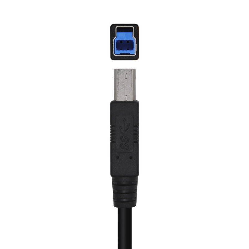 AISENS A105-0445 Cable USB 3.0 Impresora Tipo A/M-B/M, Negro, 3.0m, 3 m, USB A, USB B, USB 3.2 Gen 1 (3.1 Gen 1), 5 Gbit/s,