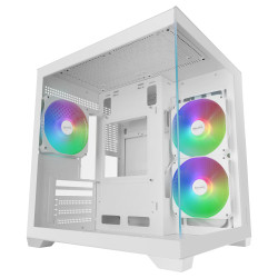 Mars Gaming MCVIEW3W MCVIEW3W, Mini Tower, Blanco, micro ATX, Mini-ITX, Vidrio templado, 15,5 cm, 33 cm