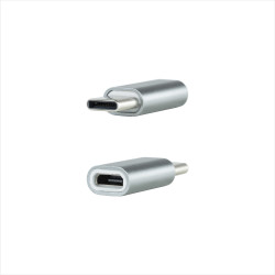 Nanocable 10.02.0011 Adaptador USB-C a Micro USB, USB-C/M-Micro B/H, Aluminio, Gris, USB C, Micro USB, Gris