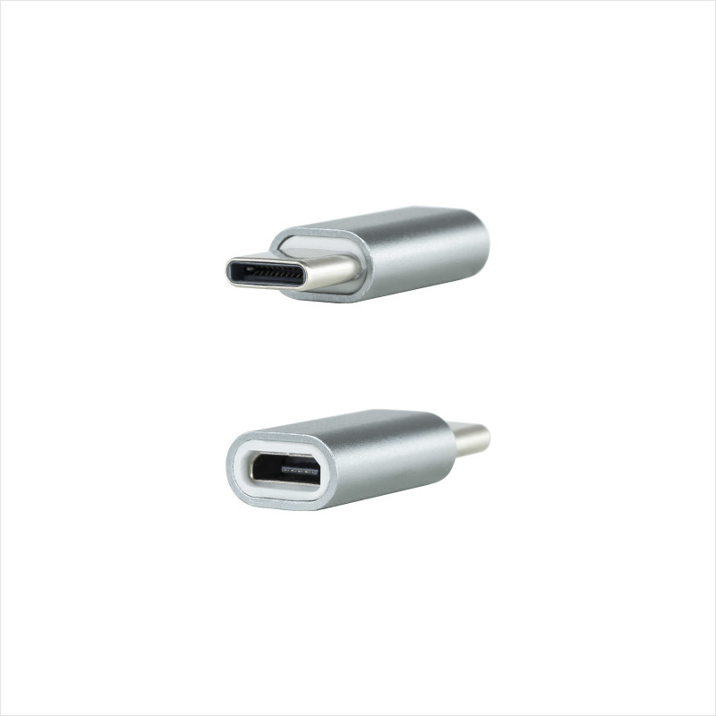 Nanocable 10.02.0011 Adaptador USB-C a Micro USB, USB-C/M-Micro B/H, Aluminio, Gris, USB C, Micro USB, Gris