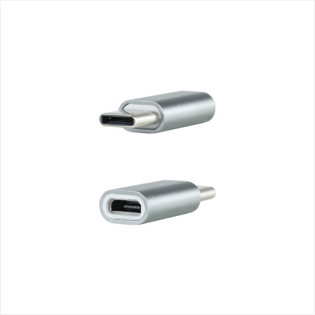 Nanocable 10.02.0011 Adaptador USB-C a Micro USB, USB-C/M-Micro B/H, Aluminio, Gris, USB C, Micro USB, Gris
