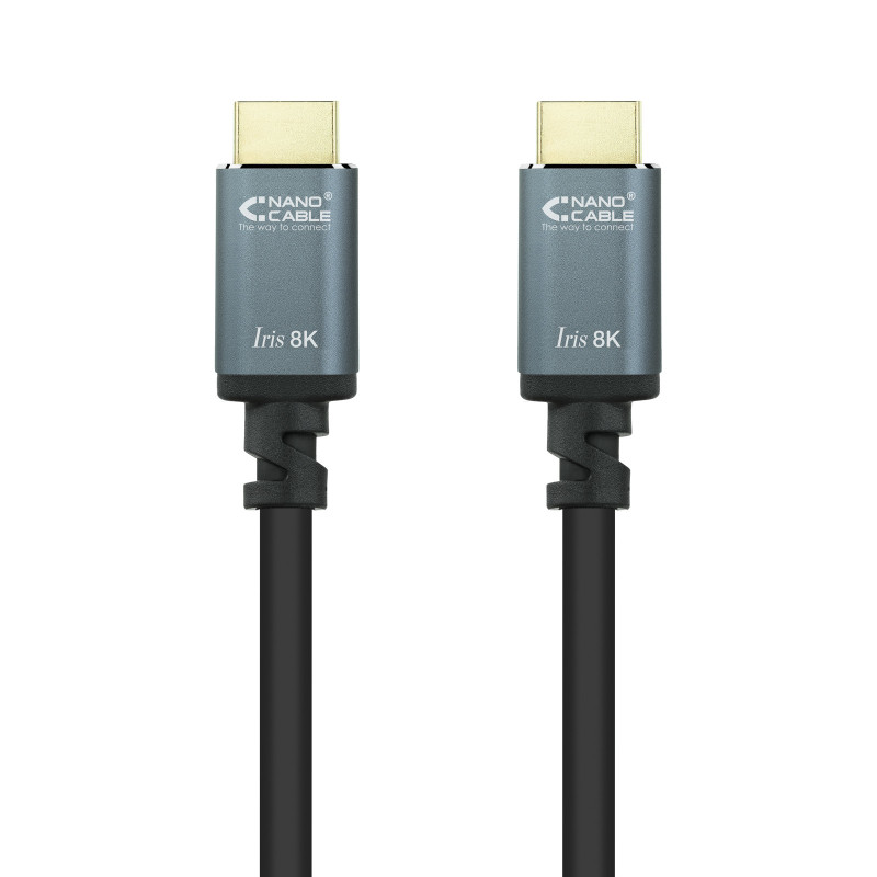 Nanocable 10.15.8001 Cable HDMI 2.1 IRIS 8K A/M-A/M, Negro, 1 Metros, 1 m, HDMI tipo A (Estándar), HDMI tipo A (Estándar),