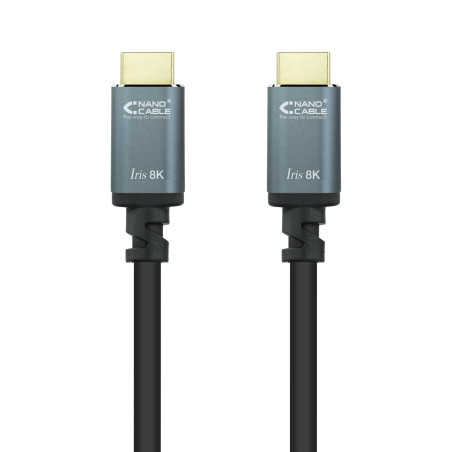 Nanocable 10.15.8001 Cable HDMI 2.1 IRIS 8K A/M-A/M, Negro, 1 Metros, 1 m, HDMI tipo A (Estándar), HDMI tipo A (Estándar),