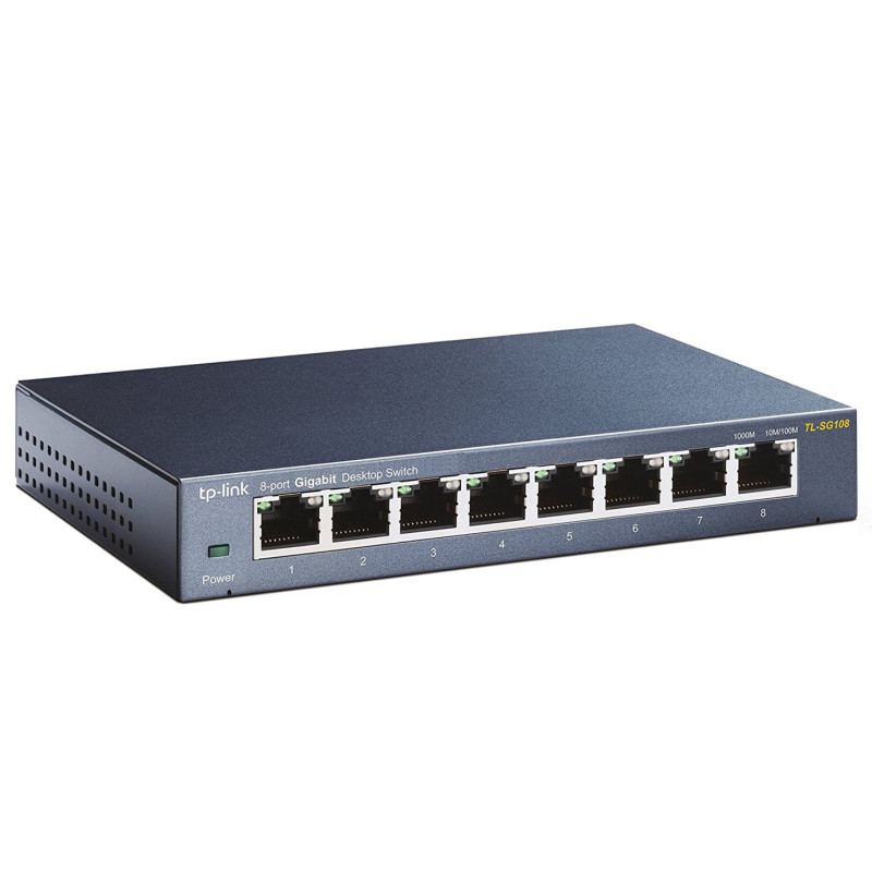 TP-Link TL-SG108 V3 TL-SG108 V3.0, No administrado, Gigabit Ethernet (10/100/1000), Bidireccional completo (Full duplex)