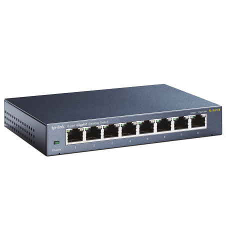 TP-Link TL-SG108 V3 TL-SG108 V3.0, No administrado, Gigabit Ethernet (10/100/1000), Bidireccional completo (Full duplex)