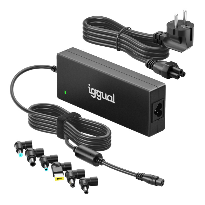 iggual IGG320495 Cargador Universal Automático CUA-6T-240W, Portátil, Interior, 100-240 V, 50-60 Hz, 240 W, 18-20 V