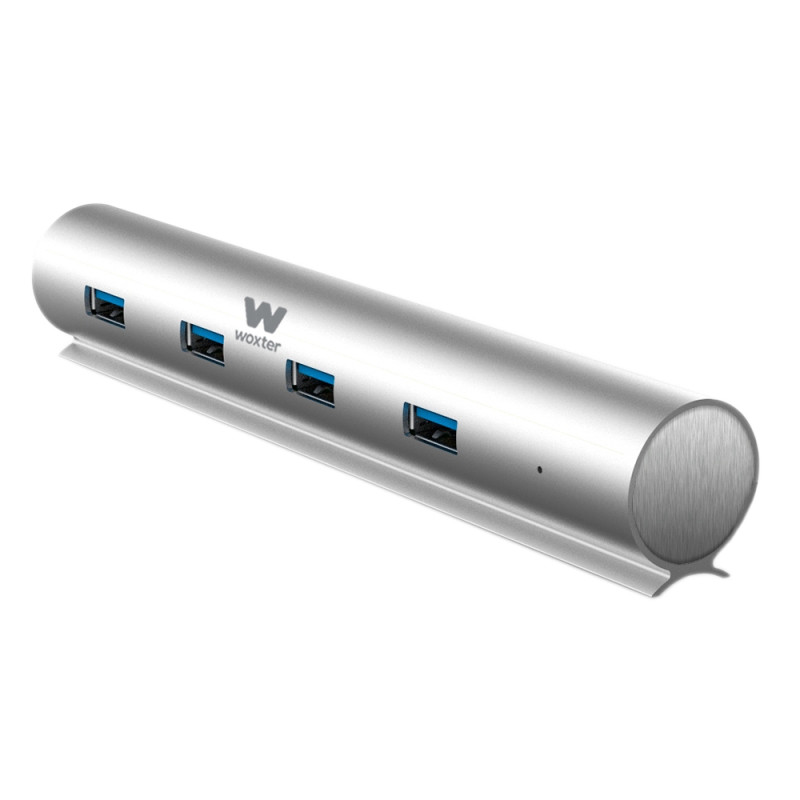 Woxter PE26-142 Hub 73, USB 3.2 Gen 1 (3.1 Gen 1) Type-A, USB 3.2 Gen 1 (3.1 Gen 1) Type-A, 5000 Mbit/s, Plata, Aluminio,