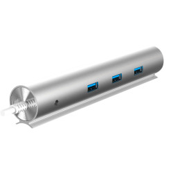 Woxter PE26-142 Hub 73, USB 3.2 Gen 1 (3.1 Gen 1) Type-A, USB 3.2 Gen 1 (3.1 Gen 1) Type-A, 5000 Mbit/s, Plata, Aluminio, 2