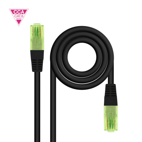Nanocable 10.20.1400-BK Cable de Red Latiguillo RJ45 CAT.6 UTP AWG26 CCA, Negro, 50 cm, 0,5 m, Cat6, U/UTP (UTP), RJ-45, RJ-45,