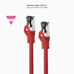 Nanocable 10.20.2002-R Cable de Red Latiguillo Cat.8.1 2GHz LSZH SSTP AWG26, Rojo, 2 m, 2 m, Cat8.1, S/FTP (S-STP), RJ-45, 2