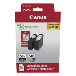 Canon 6205C004 PG-585/CL-586 PVP, Negro, Cian, Magenta, Amarillo, 2 pieza(s), Pack formato ahorro para impresión fotográfica