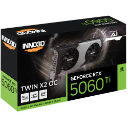INNO3D N506T2-16D7X-191073N GeForce RTX 5060 Ti TWIN X2 OC, GeForce RTX 5060 Ti, 16 GB, GDDR7, 128 bit, 7680 x 4320 Pixeles, 2