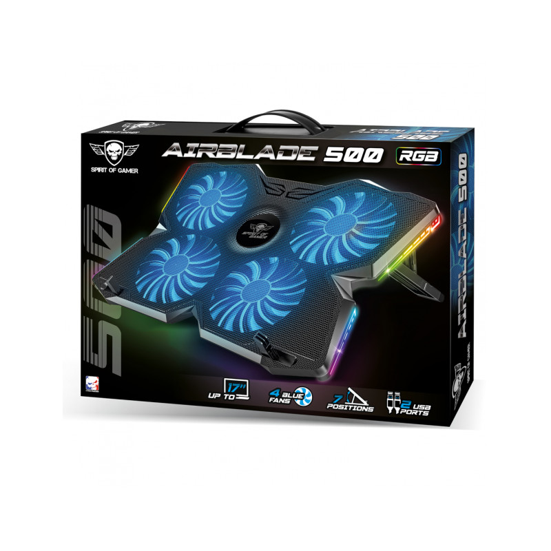 Spirit of Gamer SOG-VE500RGB AIRBLADE 500, 43,2 cm (17"), 4 pieza(s), 12 cm, 900 RPM, 75 cfm, 25 dB