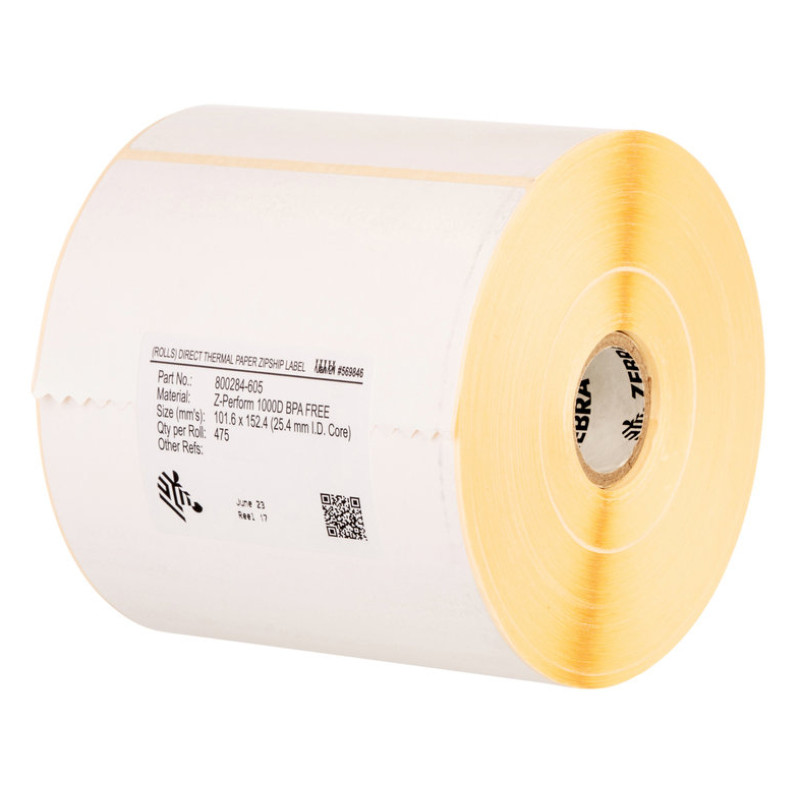 Zebra 800294-305 Z-Perform 1000T, Blanco, Etiqueta para impresora autoadhesiva, Etiqueta troquelada, Rodillo, Papel,