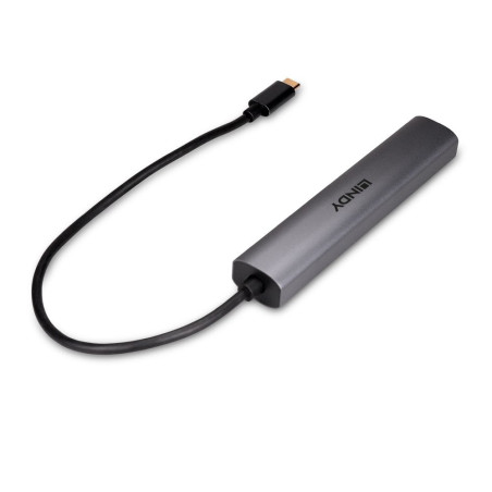 Lindy 43384 43384, USB Tipo C, USB 3.2 Gen 2 (3.1 Gen 2) Type-C, 10000 Mbit/s, Gris, Aluminio, Plástico, 0,255 m