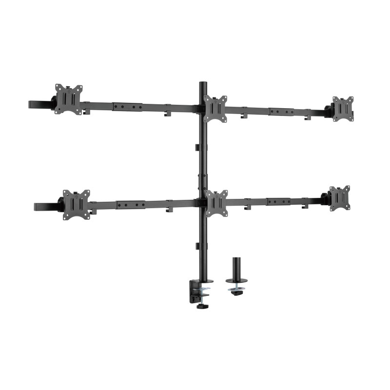 Equip 650160 Soporte articulado de sobremesa para 6 monitores de 17"-32, Pinza/Atornillado, 42 kg, 43,2 cm (17"), 81,3 cm