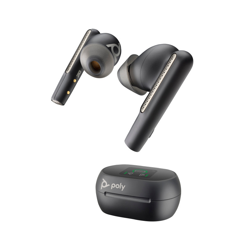 HP Poly 7Y8H0AA Intrauriculares Poly Voyager Free 60+ UC M color Negro Carbono +Adaptador USB-C BT700 +Estuche de carga con