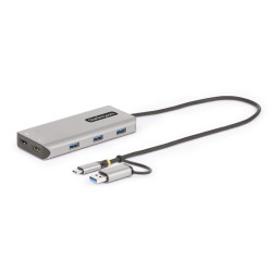 StarTech.com 167B-USBC-MULTIPORT Adaptador Multipuertos USB-C - HDMI Doble (4K30Hz/1080p60Hz) - Hub Ladrón 3x USB-A - Mini