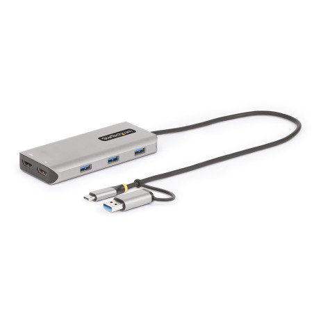 StarTech.com 167B-USBC-MULTIPORT Adaptador Multipuertos USB-C - HDMI Doble (4K30Hz/1080p60Hz) - Hub Ladrón 3x USB-A - Mini