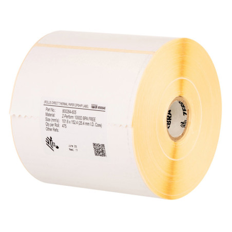 Zebra 3005091 Z-Perform 1000T, Blanco, Etiqueta para impresora autoadhesiva, Etiqueta troquelada, Rodillo, Papel, Transferencia