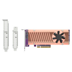 QNAP QM2-2P-384A QM2-2P-384A, PCIe, M.2, PCIe 3.0, Marrón, Gris, NAS / Storage server, Activo