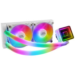 Mars Gaming MLULTRA240W ML-ULTRA240 Blanco, Refrigeración Líquida CPU, TDP 500W, Espejo Infinito, 2 Ventiladores Silenciosos