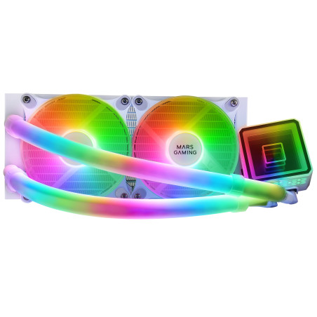 Mars Gaming MLULTRA240W ML-ULTRA240 Blanco, Refrigeración Líquida CPU, TDP 500W, Espejo Infinito, 2 Ventiladores Silenciosos