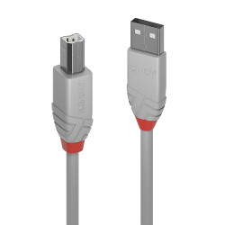 Lindy 36683 36683, 2 m, USB A, USB B, USB 2.0, 0,48 Gbit/s, Gris