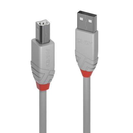 Lindy 36683 36683, 2 m, USB A, USB B, USB 2.0, 0,48 Gbit/s, Gris