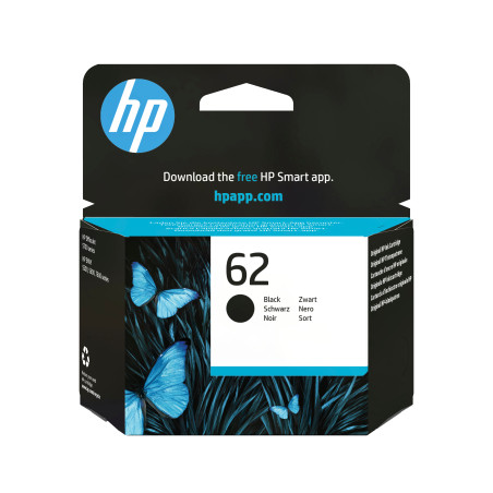 HP C2P04AE Cartucho de tinta original 62 negro, Estándar, Negro, Tinta a base de pigmentos, 4 ml, 1 pieza(s), 200 páginas