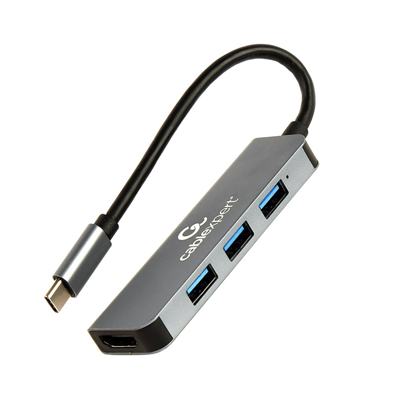Gembird A-CM-COMBO2-01 A-CM-COMBO2-01, USB 3.2 Gen 1 (3.1 Gen 1) Type-C, Gris, HDMI, USB 3.2 Gen 1 (3.1 Gen 1) Type-A, USB 3.2