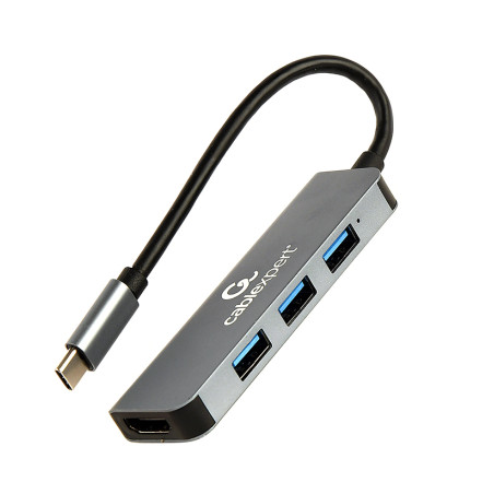 Gembird A-CM-COMBO2-01 A-CM-COMBO2-01, USB 3.2 Gen 1 (3.1 Gen 1) Type-C, Gris, HDMI, USB 3.2 Gen 1 (3.1 Gen 1) Type-A, USB 3.2