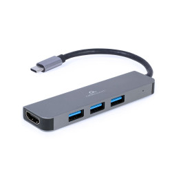 Gembird A-CM-COMBO2-01 A-CM-COMBO2-01, USB 3.2 Gen 1 (3.1 Gen 1) Type-C, Gris, HDMI, USB 3.2 Gen 1 (3.1 Gen 1) Type-A, USB 3.2 2