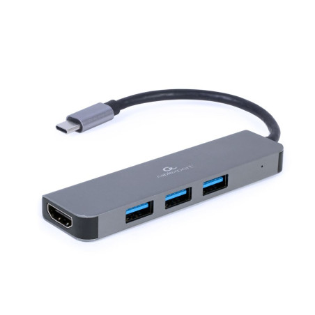 Gembird A-CM-COMBO2-01 A-CM-COMBO2-01, USB 3.2 Gen 1 (3.1 Gen 1) Type-C, Gris, HDMI, USB 3.2 Gen 1 (3.1 Gen 1) Type-A, USB 3.2