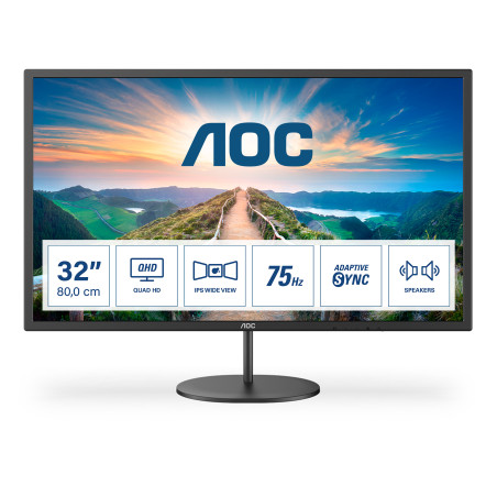 AOC Q32V4 V4 Q32V4, 80 cm (31.5"), 2560 x 1440 Pixeles, 2K Ultra HD, LED, 4 ms, Negro