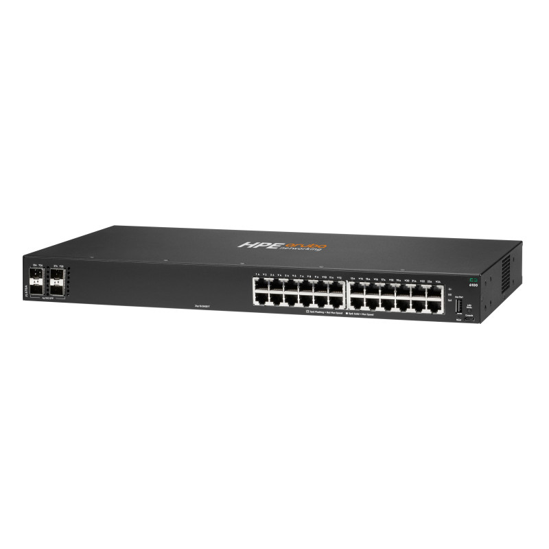 HPE JL678A Aruba Networking CX 6100 24G 4SFP+ Switch, Gestionado, L3, Gigabit Ethernet (10/100/1000), Montaje en rack, 1U