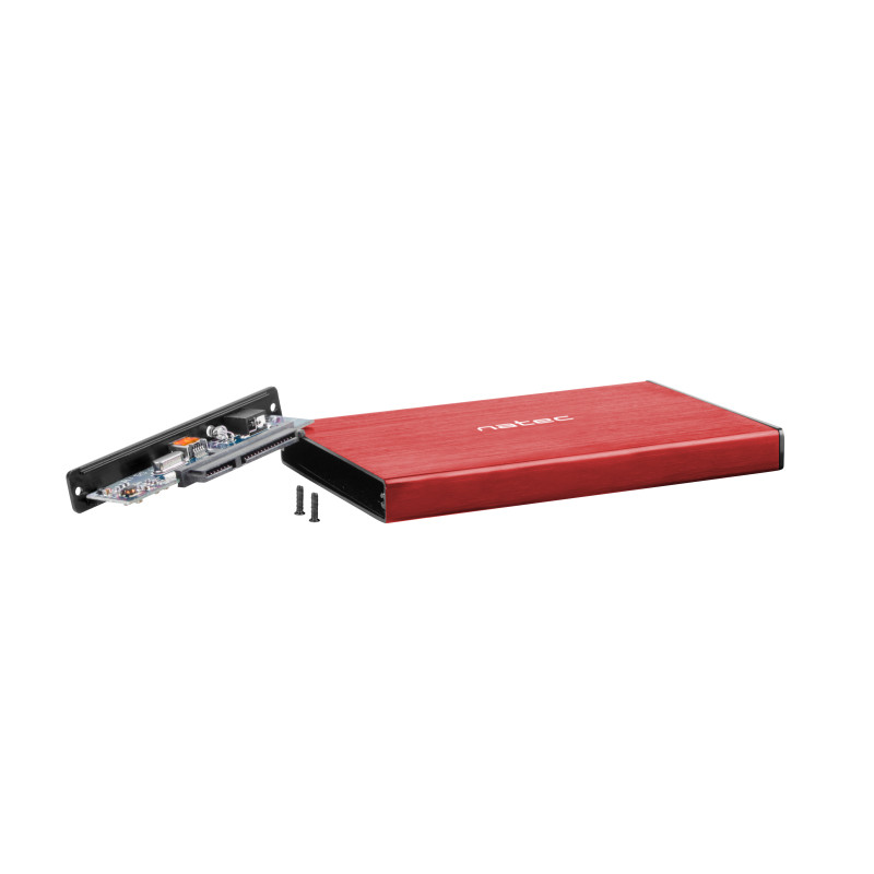 NATEC NKZ-1279 Rhino GO, Carcasa de disco duro/SSD, 2.5", Serial ATA III, 6 Gbit/s, Conexión USB, Rojo