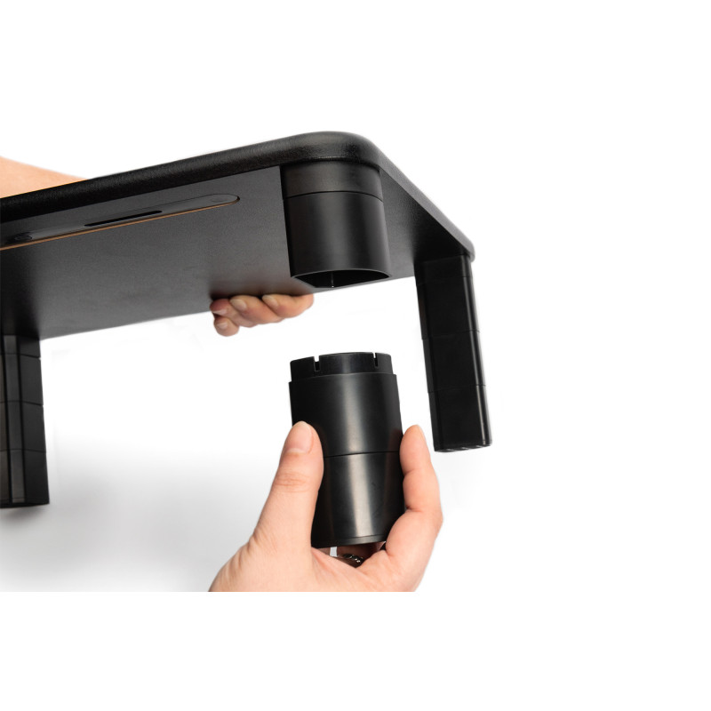 Digitus DA-90458 Elevación ergonómica del monitor, Soporte para ordenador portátil, Negro, 10 kg, 280 mm, 400 mm, 145 mm