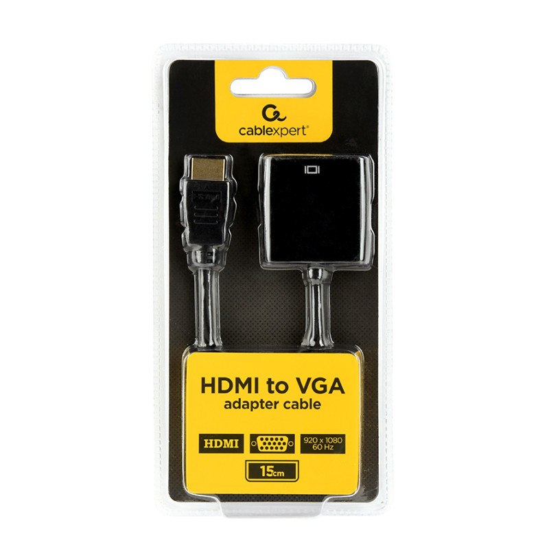 Gembird A-HDMI-VGA-04 A-HDMI-VGA-04, 0,15 m, VGA (D-Sub), HDMI tipo A (Estándar), Macho, Hembra, Negro